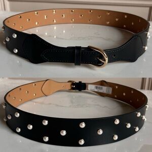 Kate Spade Black Leather Pearl Embellished Belt